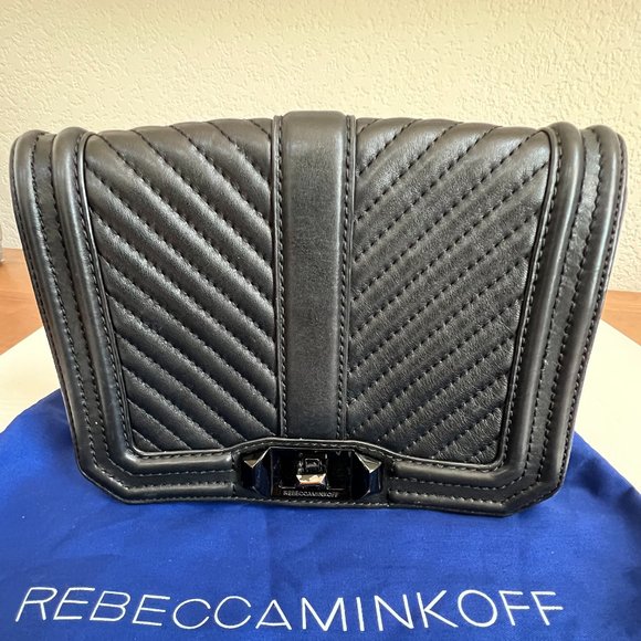 Rebecca Minkoff Chevron Quilted Small Love Leather Crossbody Bag - Picture 1 of 15